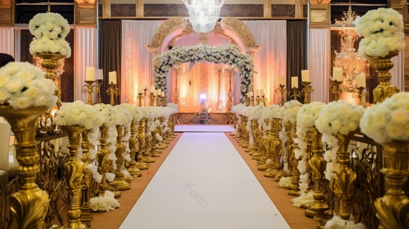 白色捧花奢华的婚礼舞台,高清,摄影图,摄影图片,图片大全,摄影图免费下载